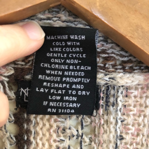 Long Cable Knit Sleeveless Kimono Sweater Brown & Pink Women’s Size Medium - Picture 13 of 13